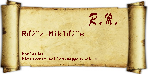 Réz Miklós névjegykártya